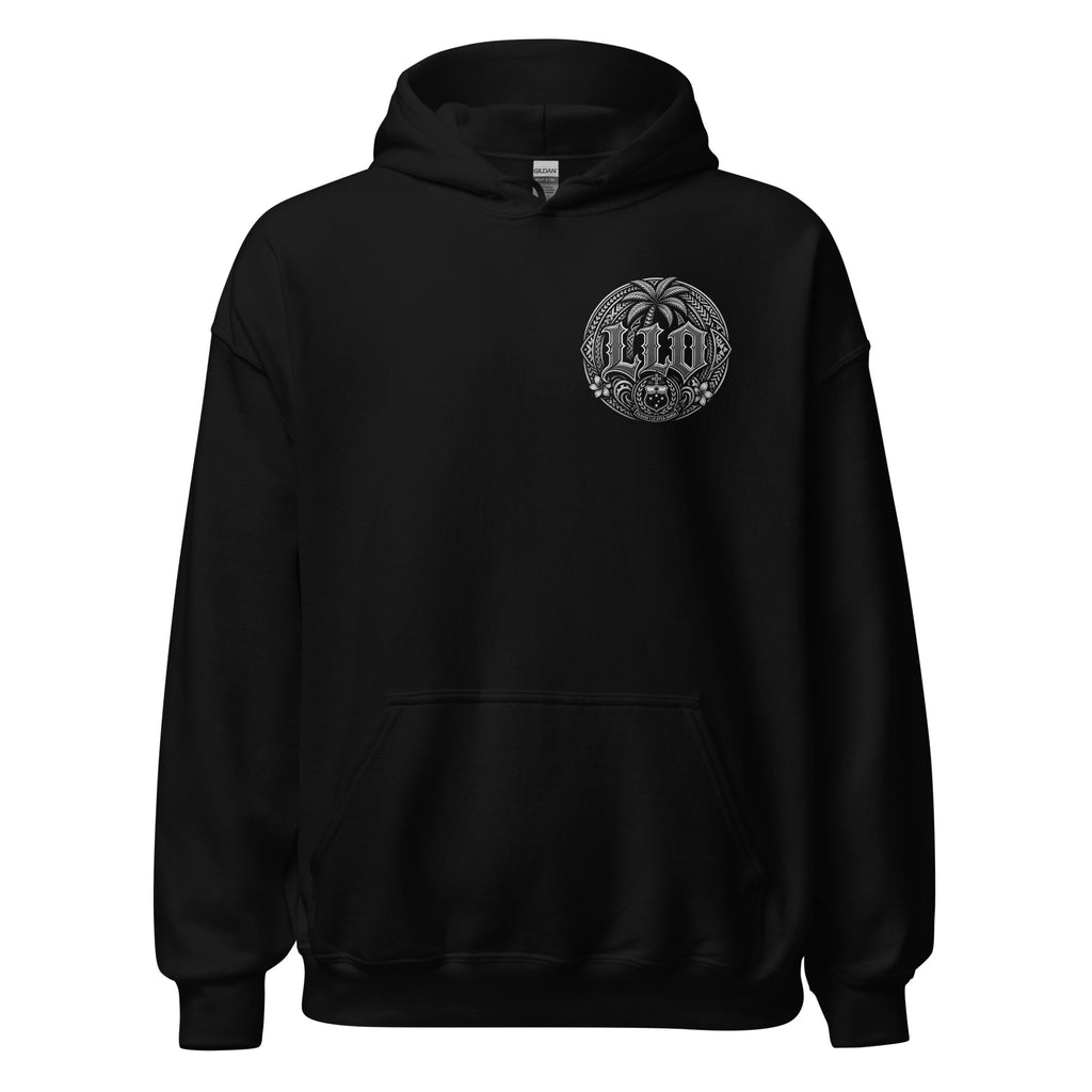 Fa'avae i le atua hoodie by LLO in black front view