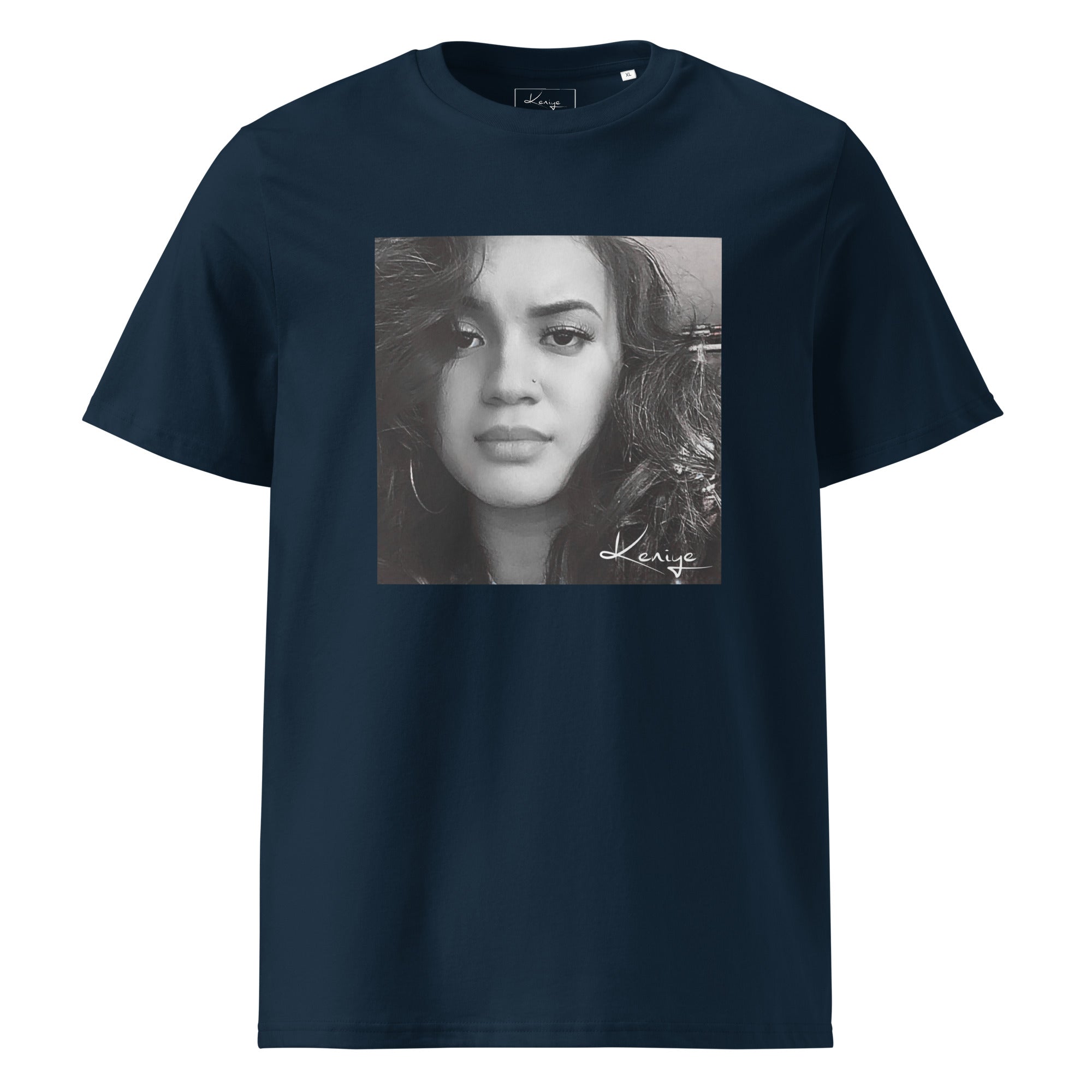 Keniye Moala - Running Away Album Cover on a blue tshirt