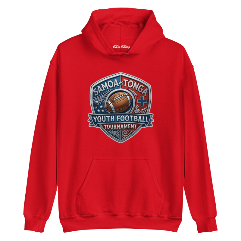 Red Hoodie with Samoa and Tonga Youth Football Tournament Shield