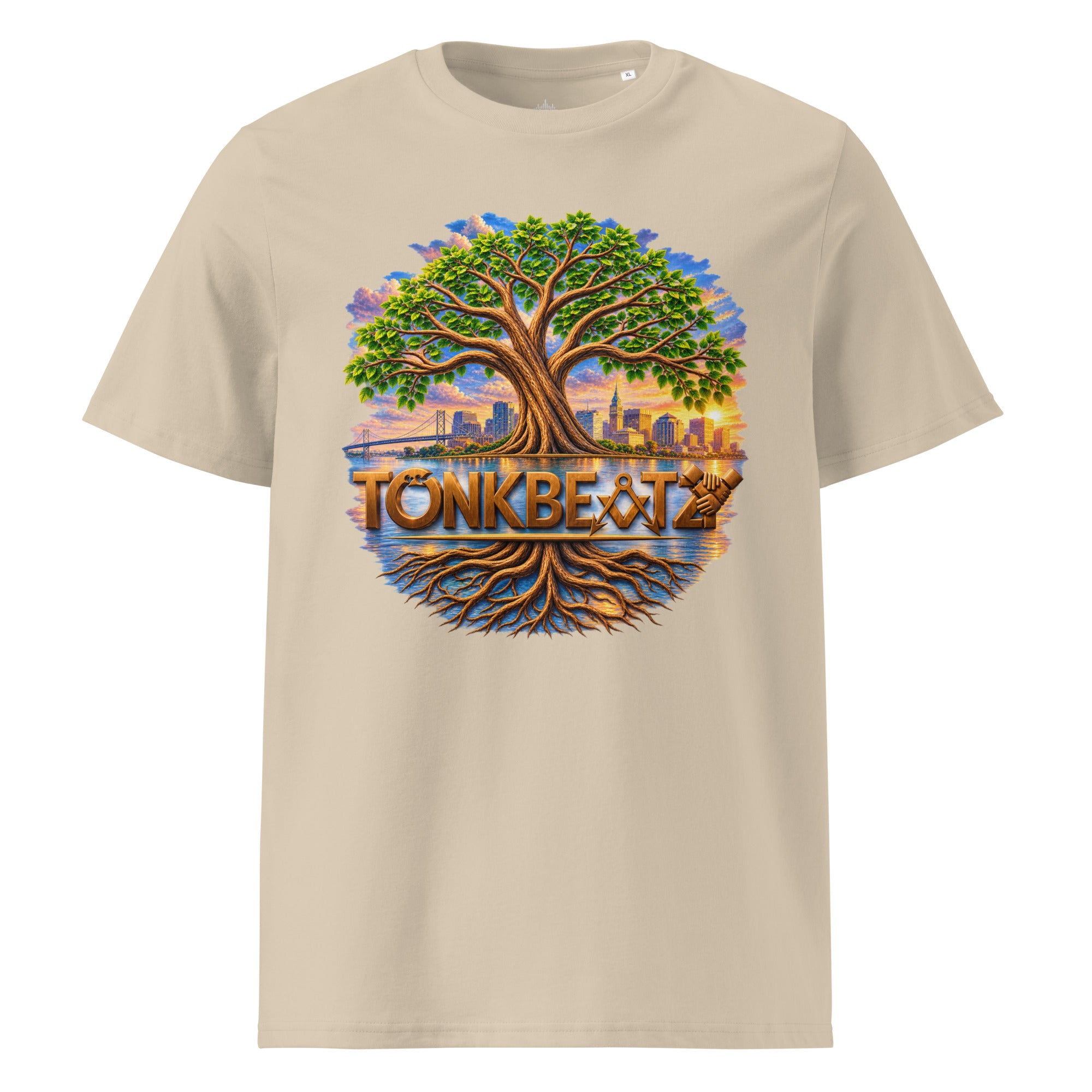 Town biz tshirt by Tonk Beatz in beige